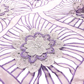 Lavender Beaded Embroidery Corded Organza
