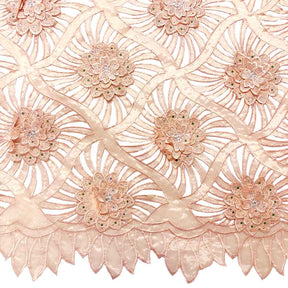 Peach Beaded Embroidery Corded Organza
